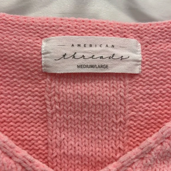 🟢3 for $30🟢American Threads Bright Pink Cropped Sweater - Picture 3 of 3
